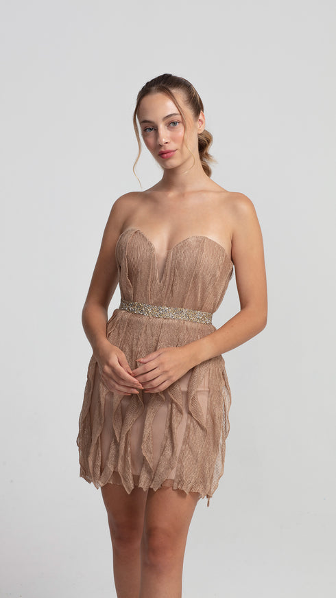 Tricot Floral Stone Belted Mini Dress